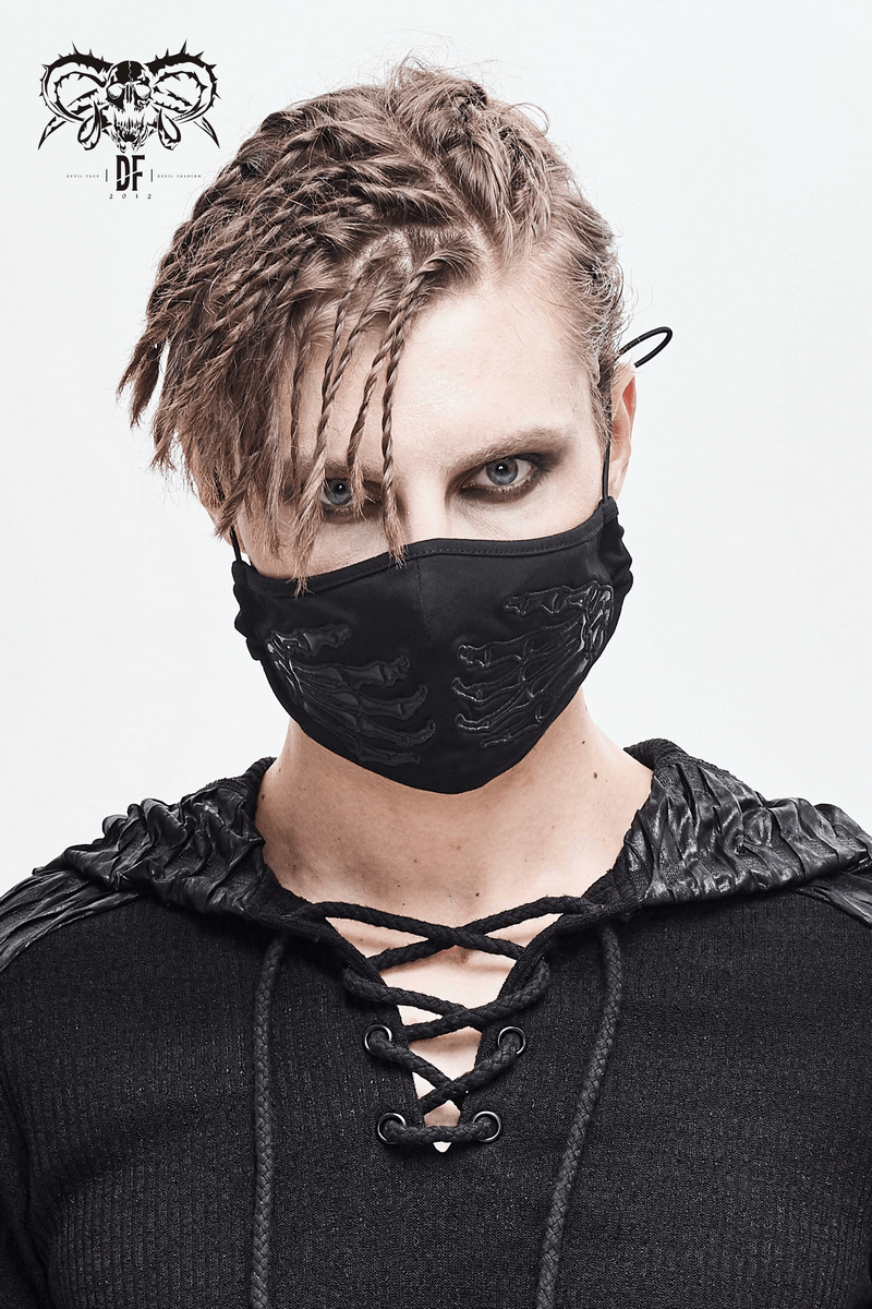 Gothic Black Skeleton Face Mask with Adjustable Straps - HARD'N'HEAVY
