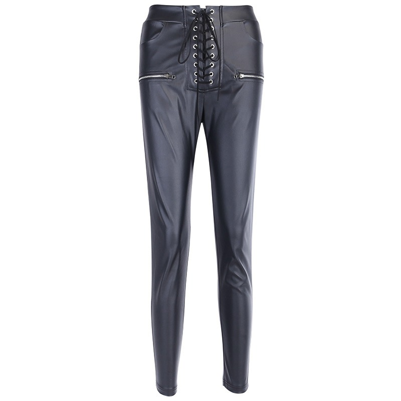 Fashion High-waist Leather Pants Pencil Skinny Women Faux Leather