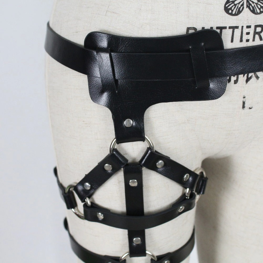 Black Garter Belt For Women / PU Leather Strap / Gothic Victorian Body Harness - HARD'N'HEAVY