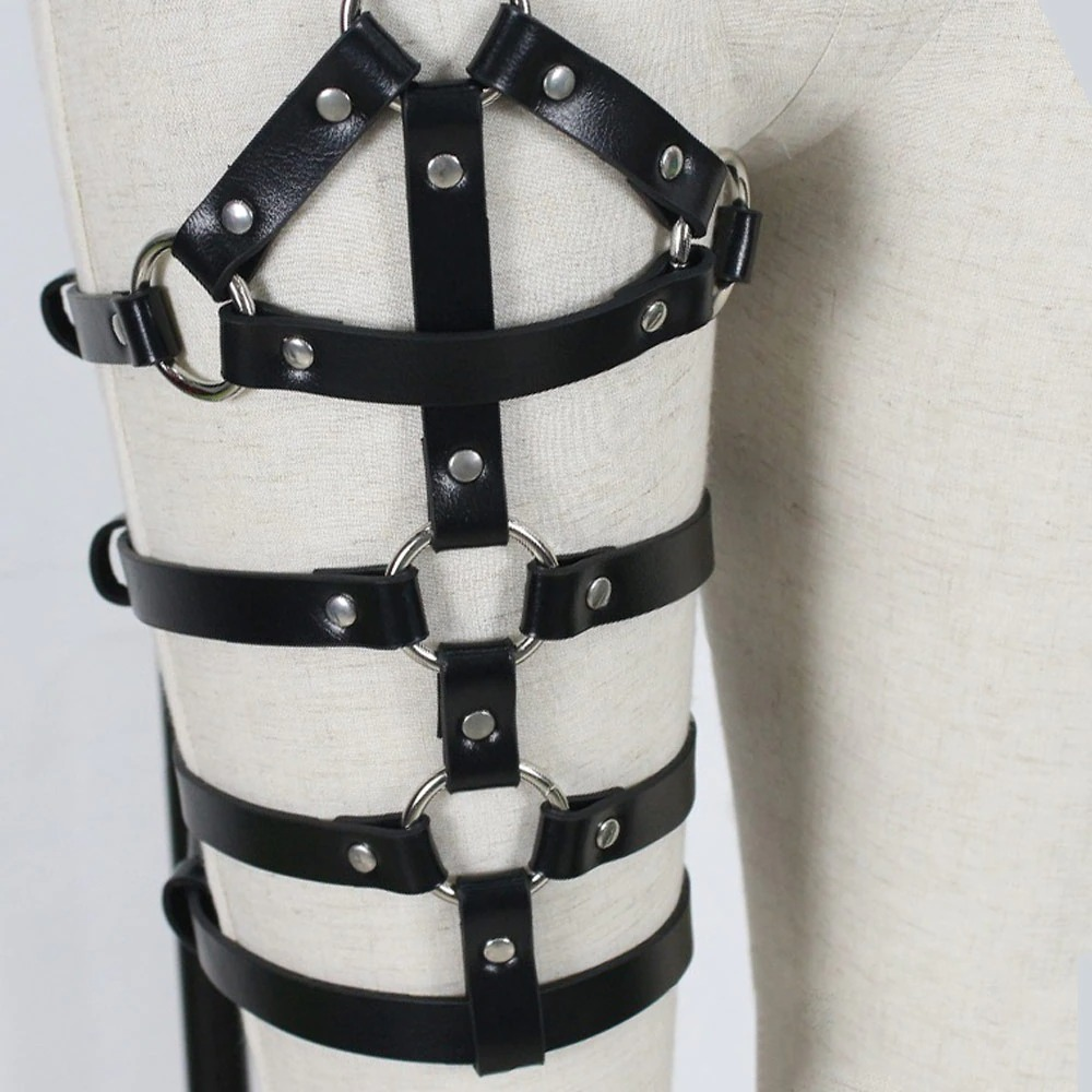 Black Garter Belt For Women / PU Leather Strap / Gothic Victorian Body Harness - HARD'N'HEAVY