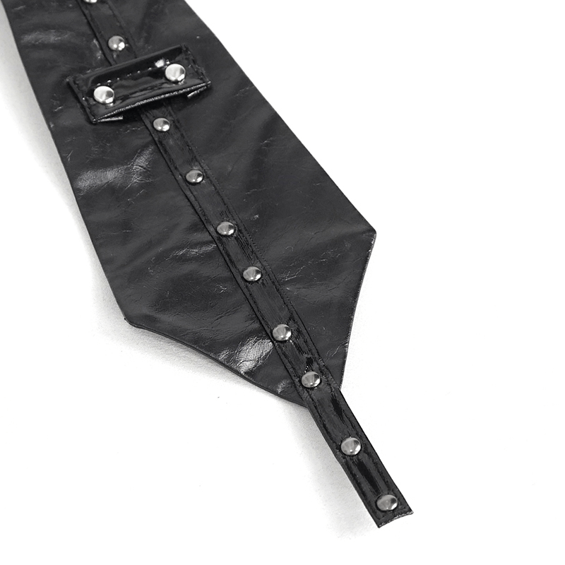 Black gothic o-ring studs buckle tie showcasing edgy design for alternative fashion lovers.