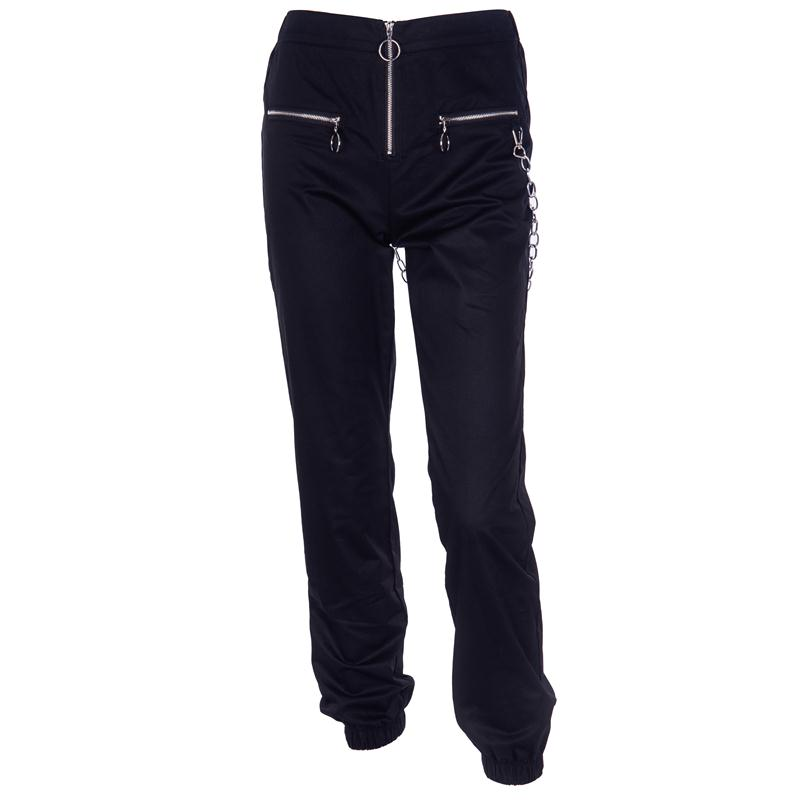 Black Gothic Women's Casual Pants / Cool Grunge Pants With Chains - HARD'N'HEAVY