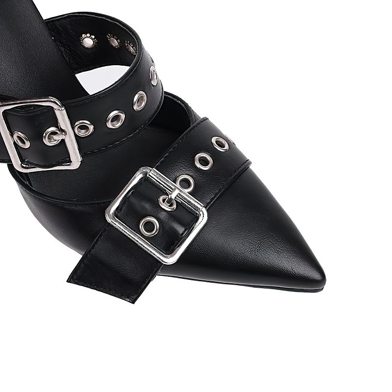 Black Gothic Women's Sexy Shoes / Female Fashion Buckle Heels - HARD'N'HEAVY