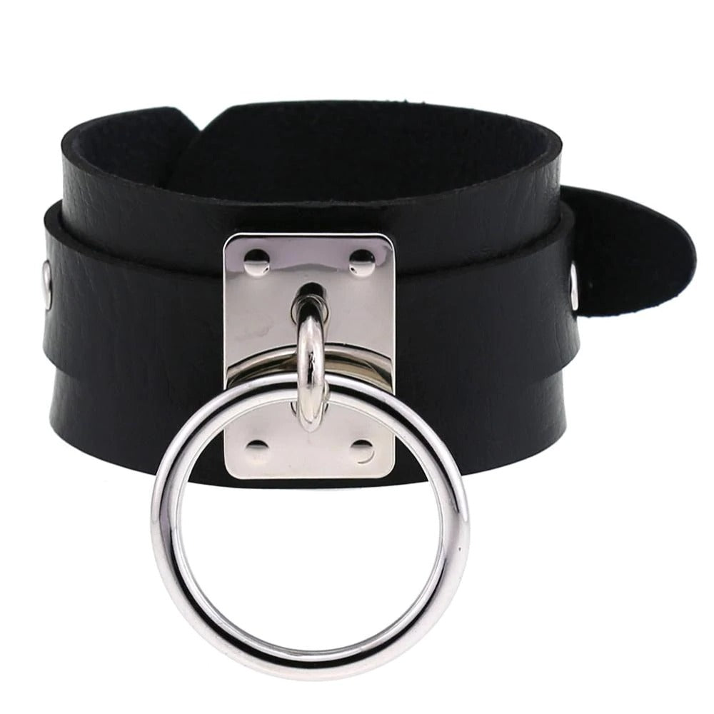 Black Leather Wristband / Bracelet for Women and Men / Rock Style Jewelry - HARD'N'HEAVY