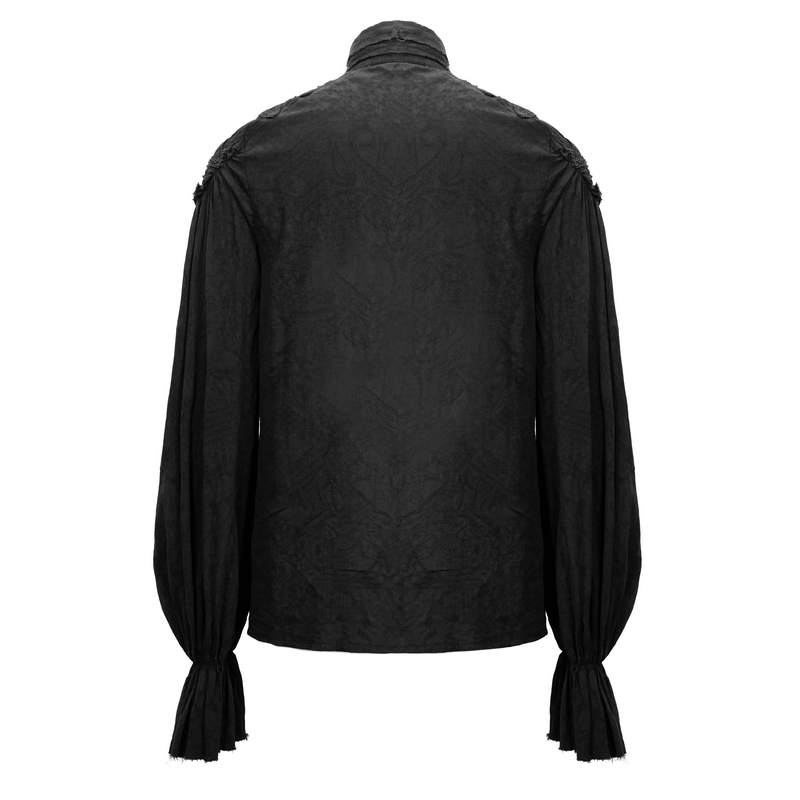 Black Long Sleeves Shirt with Buttons in Front / Gothic Style Shirt with Flared Cuffs - HARD'N'HEAVY