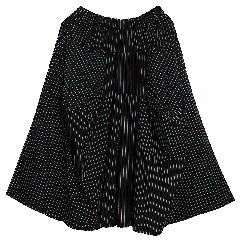 Black Long Women's Skirt / Fashion Female Elastic Waist Apparel / Wide Leg Big Pocket Streetwear - HARD'N'HEAVY