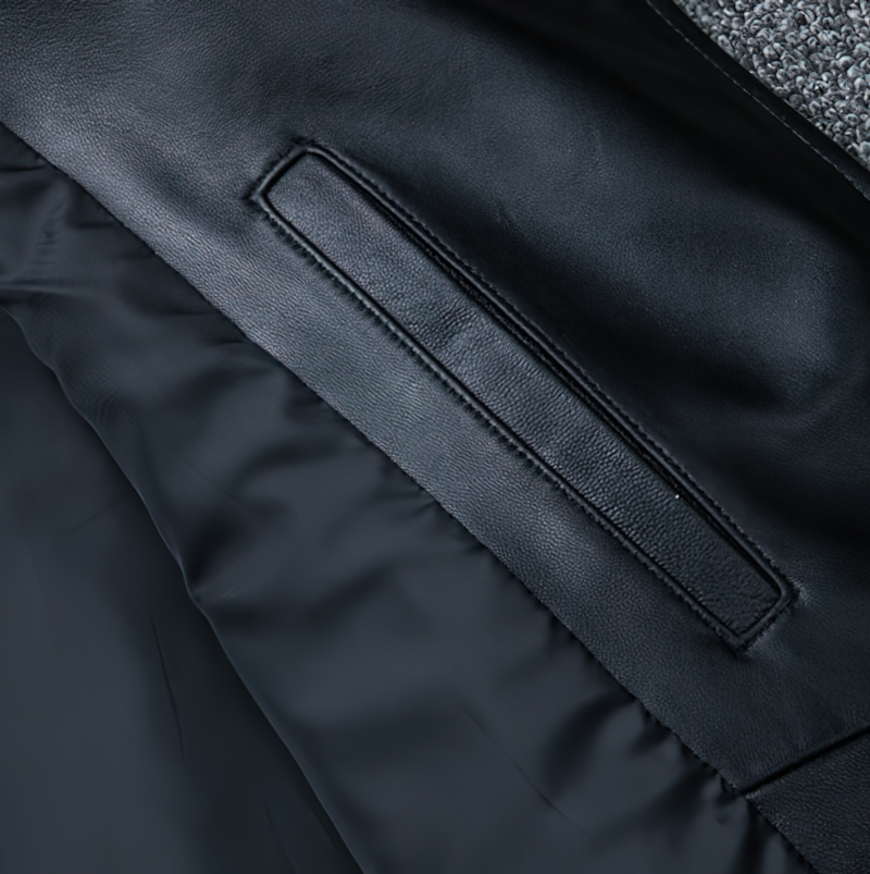 Black Men's Genuine Leather Jacket / Vintage Male Sheepskin Jackets With Pockets - HARD'N'HEAVY