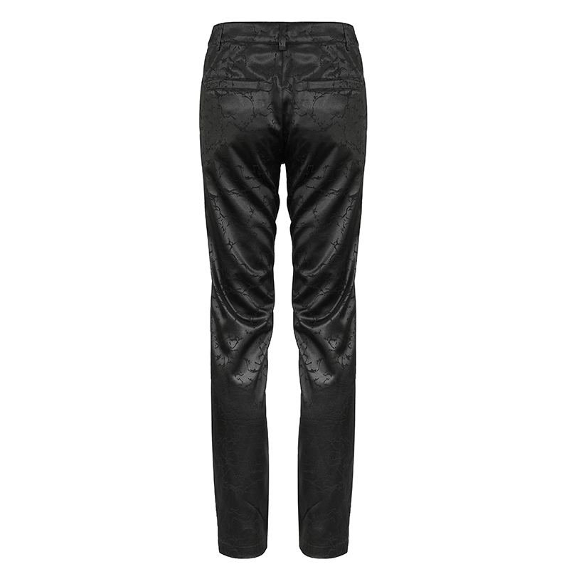 Black Men's Gothic Zipper Front Pants with Lace-Up And Lace / Vintage Long Straight Fit Trousers - HARD'N'HEAVY