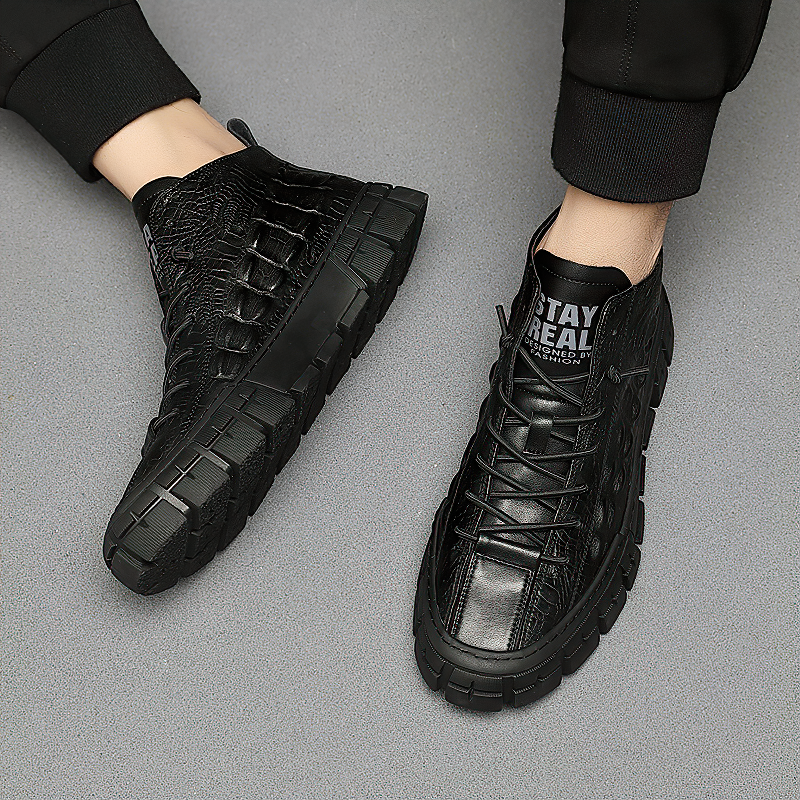 Black Men's Velvet Flat Shoes / Breathable Outdoor Leisure Sneakers For Men - HARD'N'HEAVY