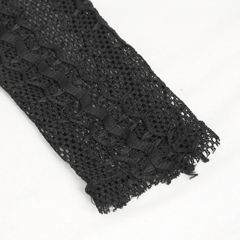 Black Net Splicing Irregular Short Dress / Gothic Women's Zipper Pull Front Dress