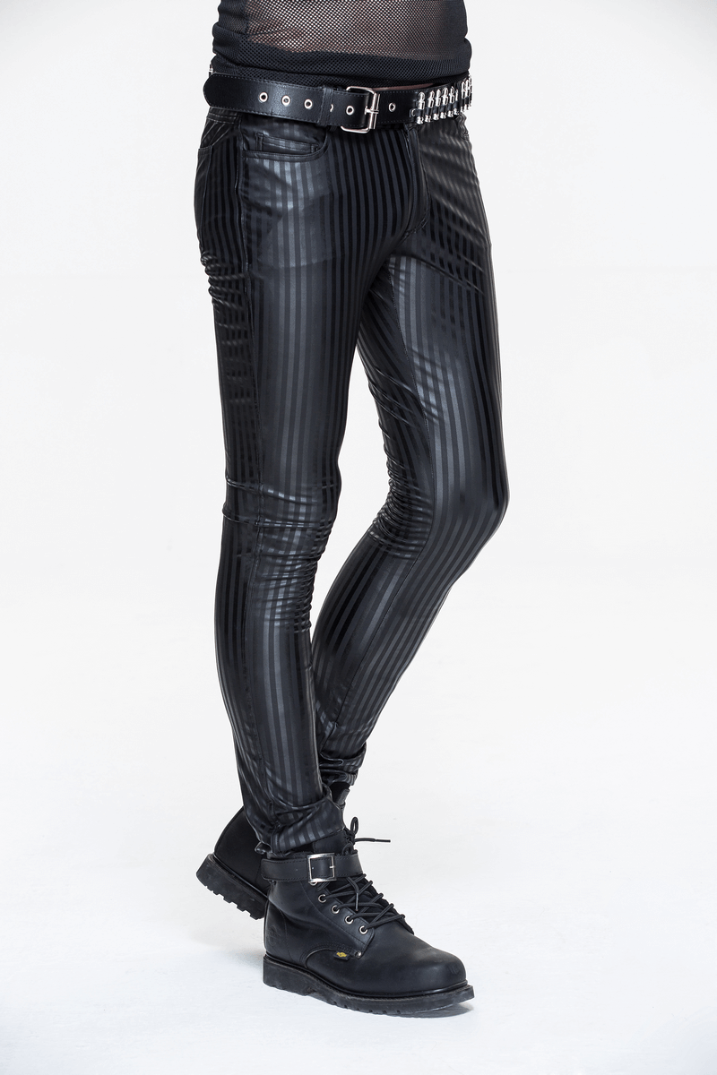 Black Pants with Vertical Stripes for Men / Fitted Trousers with Pockets / Alternative Fashion - HARD'N'HEAVY