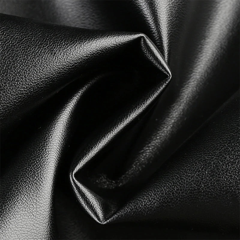 Black PU Leather Blouse Women Cardigan / Fashion Women's Shirt Top with Long Sleeves - HARD'N'HEAVY