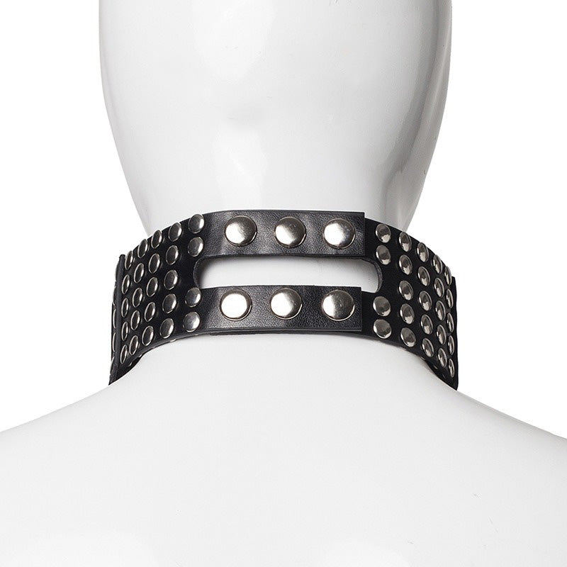 Black PU Leather Erotic Choker With Rivets / Bondage Sexy Party Necklace / Gothic Jewelry - HARD'N'HEAVY