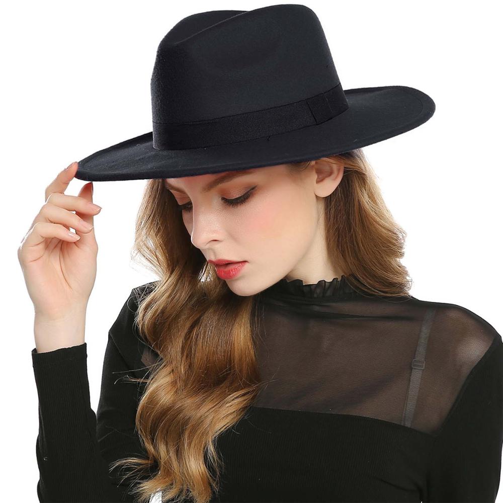 Black Red Hat For Women / Wool Fedoras / Soft Panama Hats in Rock n Roll style with Brim & band - HARD'N'HEAVY