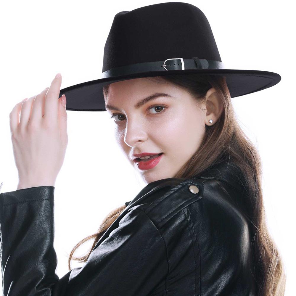 Black Red Hat For Women / Wool Fedoras / Soft Panama Hats in Rock n Roll style with Brim & band - HARD'N'HEAVY