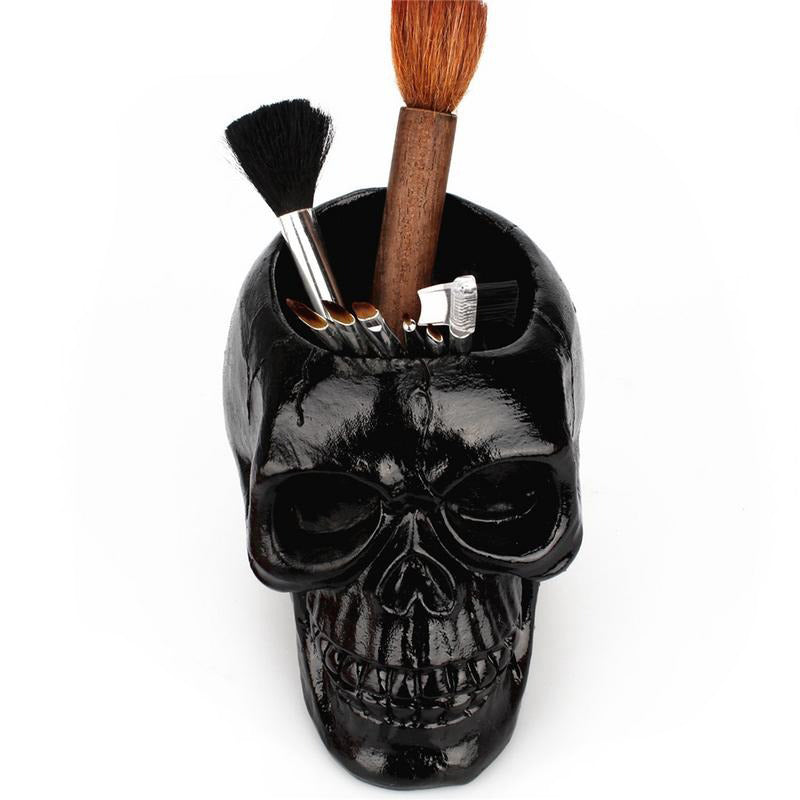 Black Skull Desktop Pen Holder / Office Storage Case for Pens and Pencils / Home Decoration - HARD'N'HEAVY