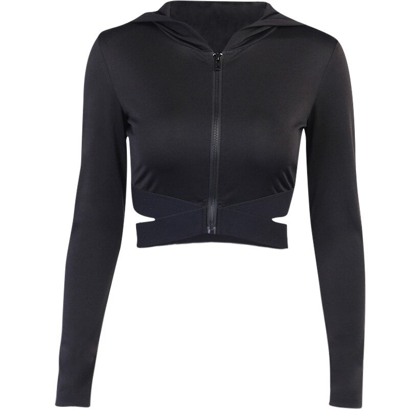 Black Sleeveless Top With Hooded And Zipper / Women's Casual Streetwear - HARD'N'HEAVY