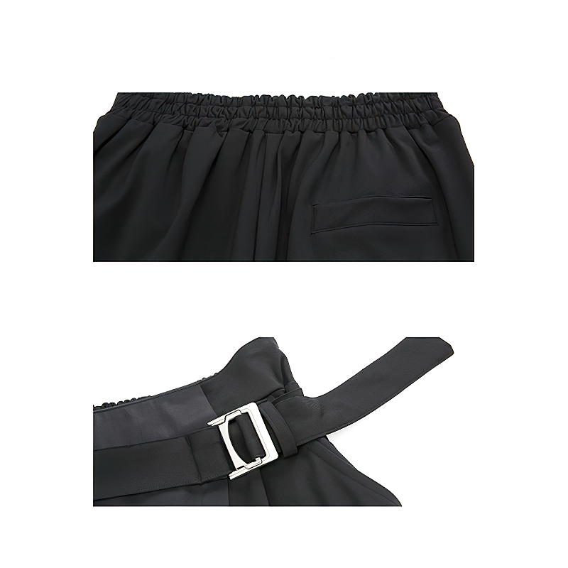 Black Spliced Women's Pants / High Waist Casual Pocket Ladies Trousers - HARD'N'HEAVY