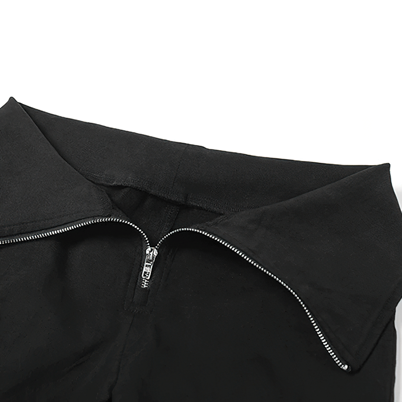 Black Stretch Split-hem Pants / High-waisted Zipper Flared Trousers / Women's Alternative Apparel