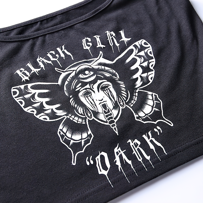 Black Summer Tank Top For Women / Sleeveless Printed Gothic Female Apparel - HARD'N'HEAVY