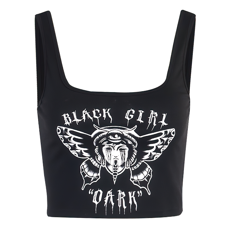 Black Summer Tank Top For Women / Sleeveless Printed Gothic Female Apparel - HARD'N'HEAVY