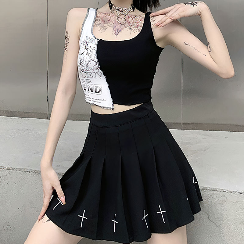 Black&White Alternative Women's Tank Top / Female Print Sleeveless Streetwear - HARD'N'HEAVY