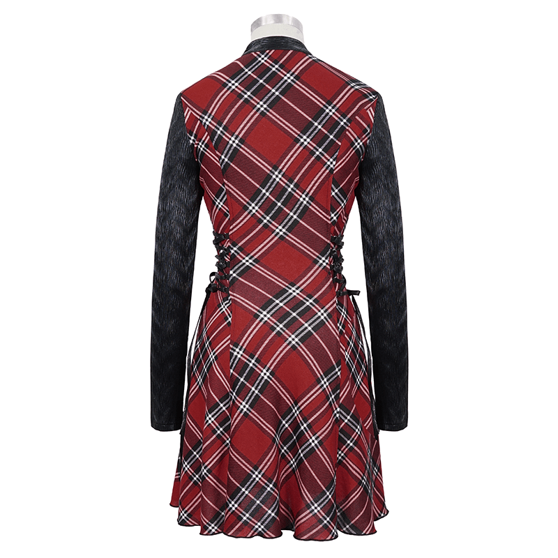 Black with Red Punk/Grunge Dress / Female Weaving Knit Dress Black with Red Punk/Grunge Dress / Female Weaving Knit Dress