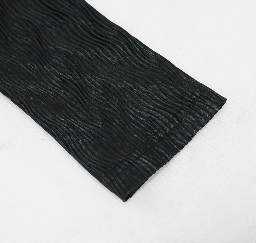 Textured black fabric with wavy pattern, perfect for stylish punk dresses in women's fashion.