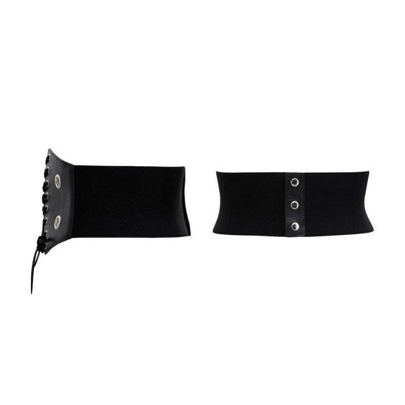 Black Woman Wide Belt With Rivets / Waistband in Gothic Fashion for Alternative Ladies - HARD'N'HEAVY