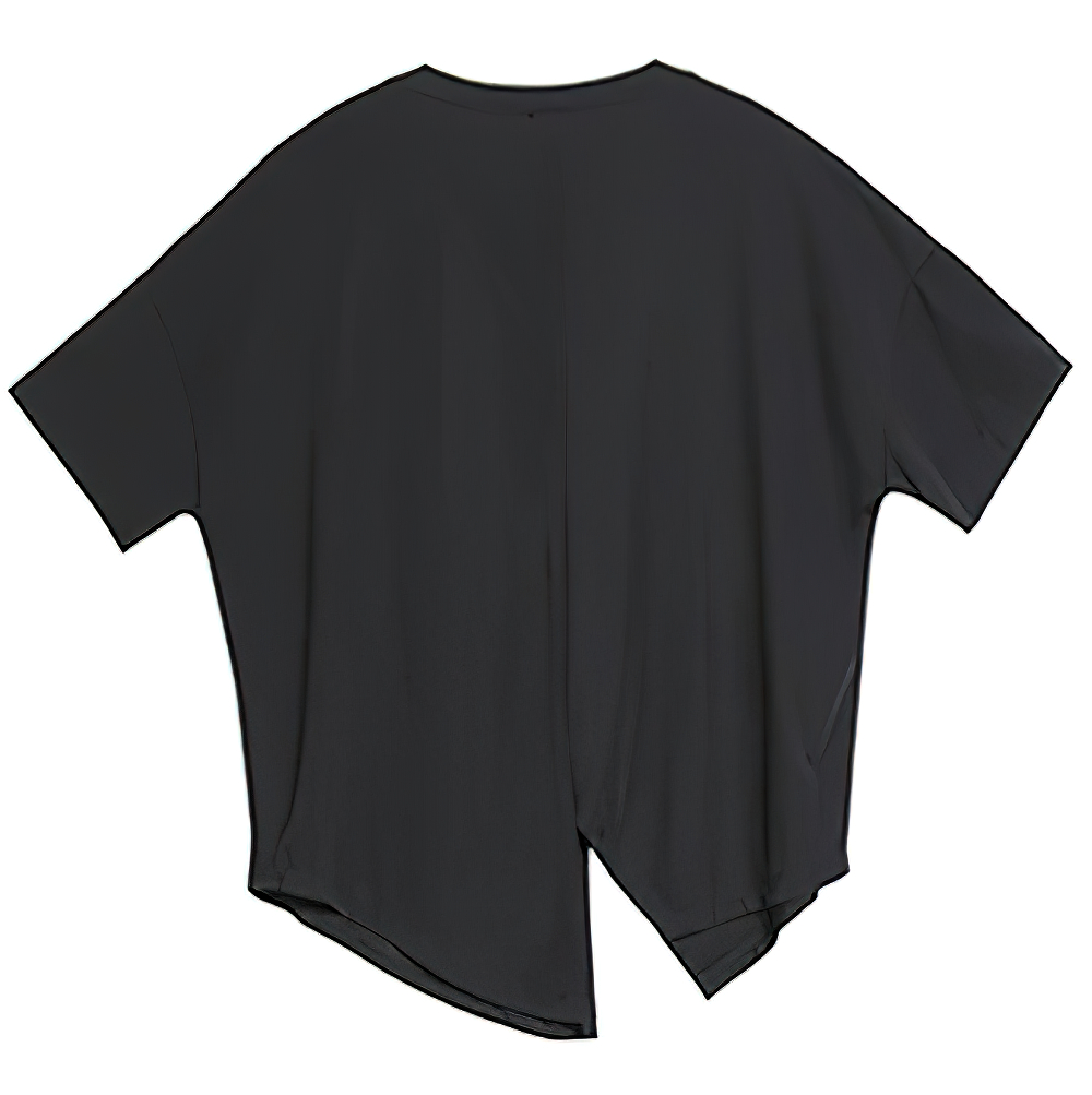 Black Women's Irregular T-Shirt with Pocket & Ribbon / Loose Casual O-Neck Short Sleeve Tshirt - HARD'N'HEAVY