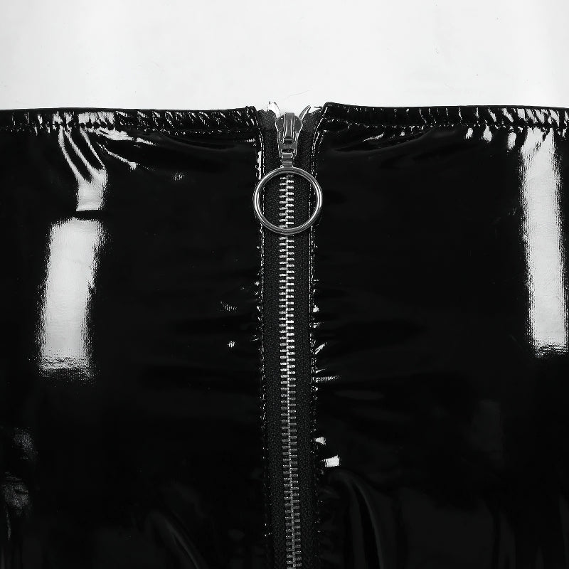 Sexy Panties with Shiny Zipper on Leather For Women