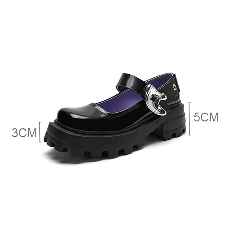 Black Women's Lolita Shoes on Platform with Metal Decoration / Thick Heel  Shoes Top Quality - HARD'N'HEAVY