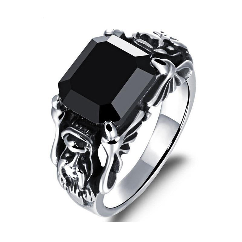 Black Zircon Rings 316L Stainless Steel / Gothic Jewelry / Occult jewelry - HARD'N'HEAVY