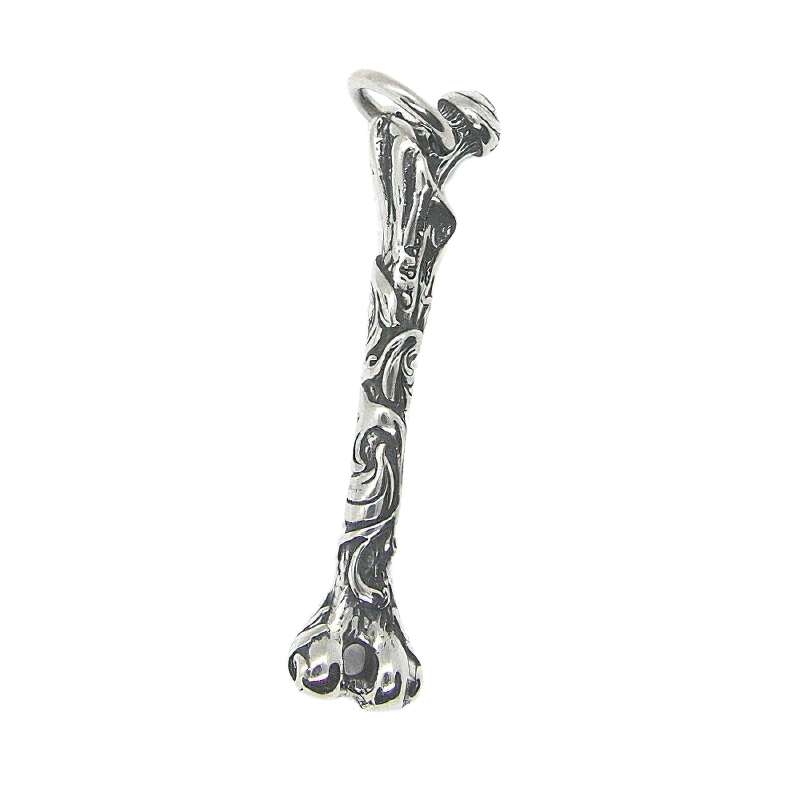 Unisex stainless steel bone pendant showcasing intricate gothic design for rock style jewelry enthusiasts.