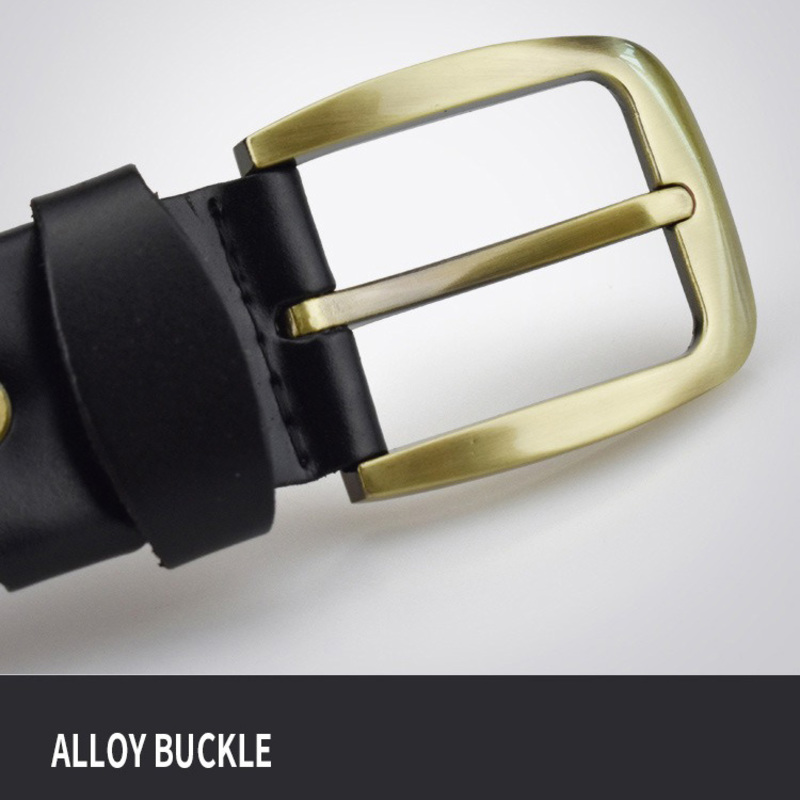 Close-up of a stylish alloy buckle on a braided leather belt for men and women, perfect for casual outfits.
