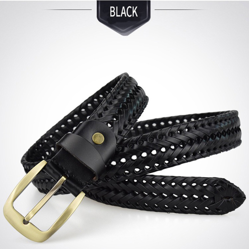 Braided Belt for Men and Women / Genuine Leather with Metal Buckle / Gothic Hand Knitted Belt - HARD'N'HEAVY
