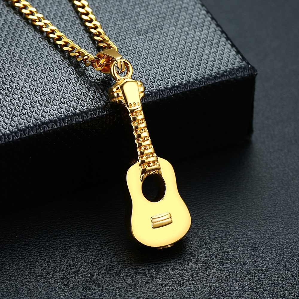 Brand Stainless Steel Necklace with Guitar Pendant / Storage Bottle Urn Ash Openable / Fashion jewelry - HARD'N'HEAVY