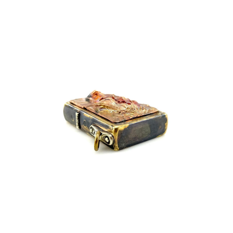 Brass Portable Case For Lighter With Samurai Skull Design / Rock Style Accessories - HARD'N'HEAVY