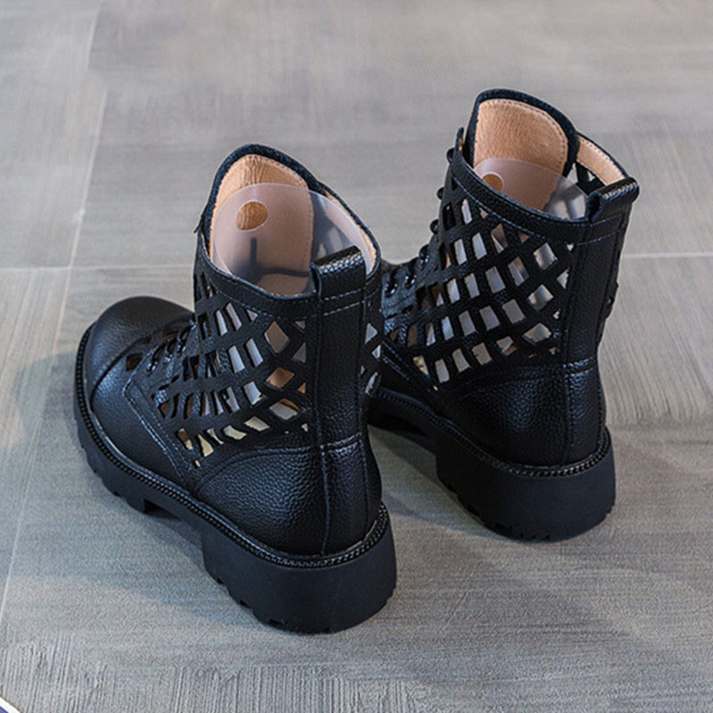 Breathable Round Toe Lace-up Shoes / Women's Boots with Holes / Heavy Metal Fashion - HARD'N'HEAVY