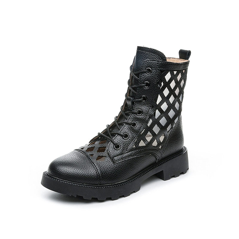 Breathable Round Toe Lace-up Shoes / Women's Boots with Holes / Heavy Metal Fashion - HARD'N'HEAVY