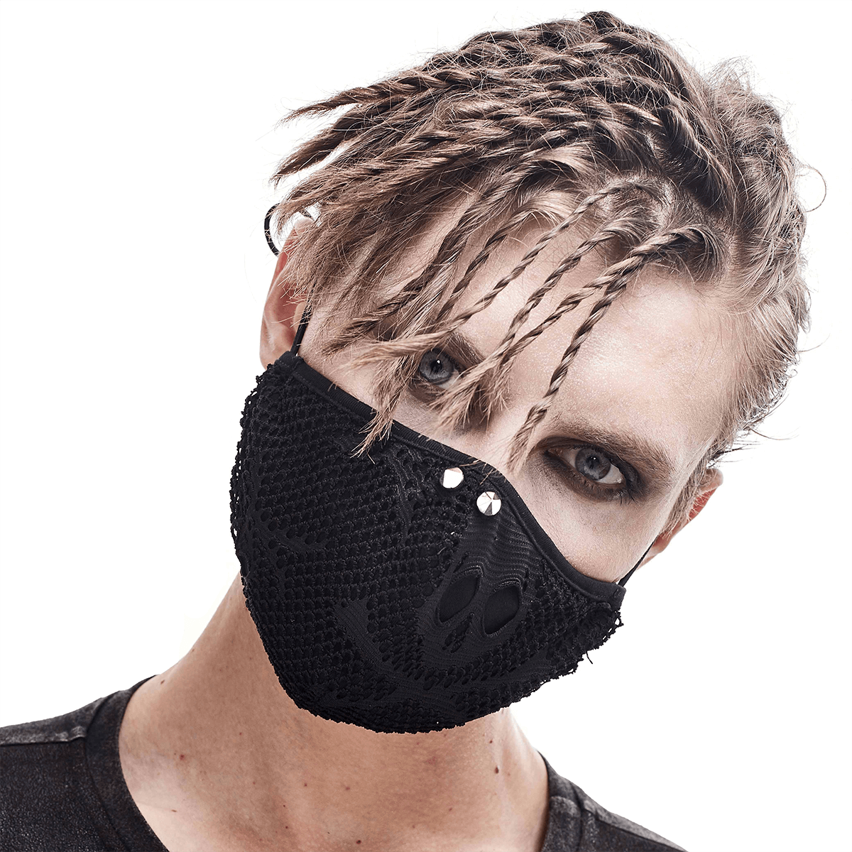 Breathable Skelenton Mesh Masks / Gothic Black Fabric Mask with Adjustable Elastic Cord - HARD'N'HEAVY