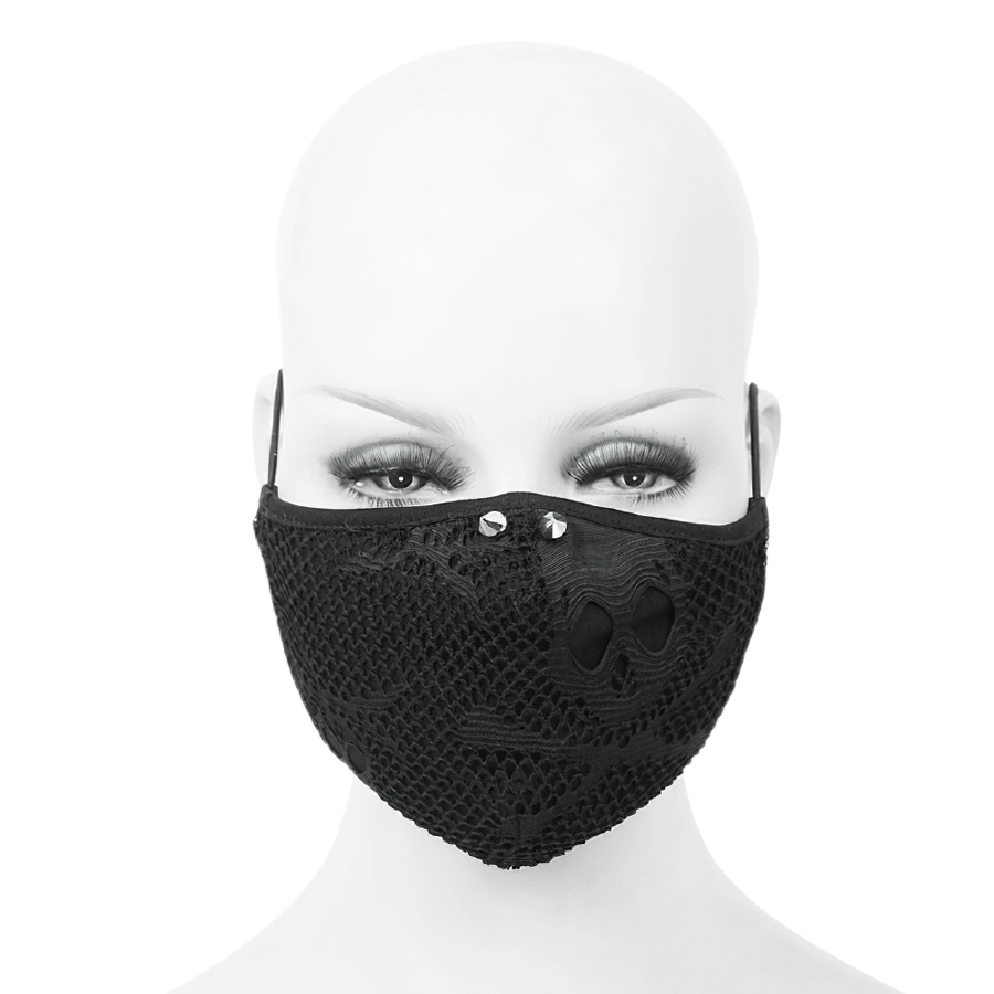 Breathable Skelenton Mesh Masks / Gothic Black Fabric Mask with Adjustable Elastic Cord - HARD'N'HEAVY