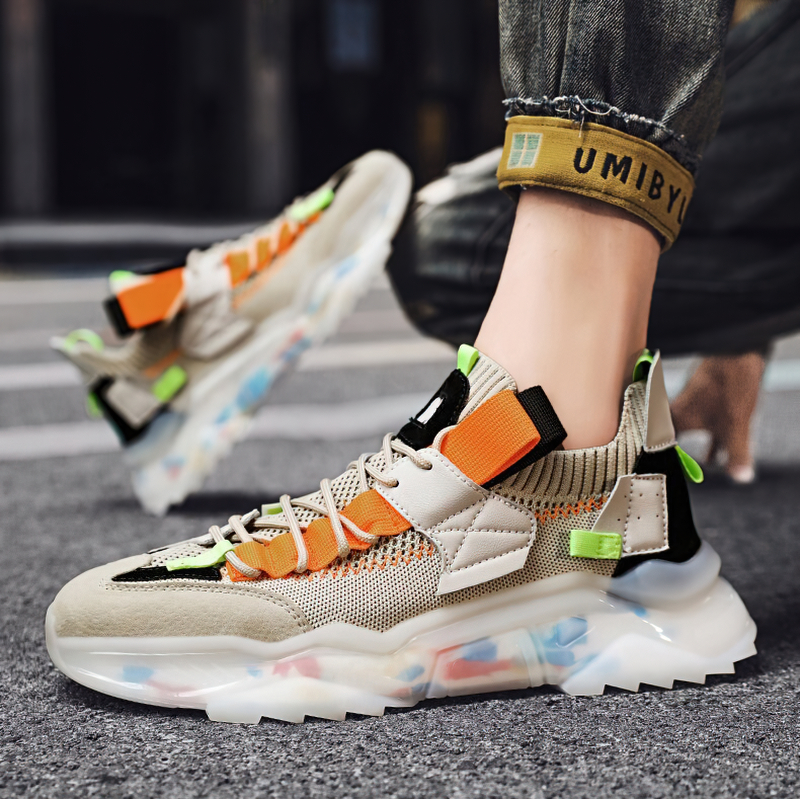 Stylish breathable sneakers with light soft platform, perfect for running and casual sports activities.