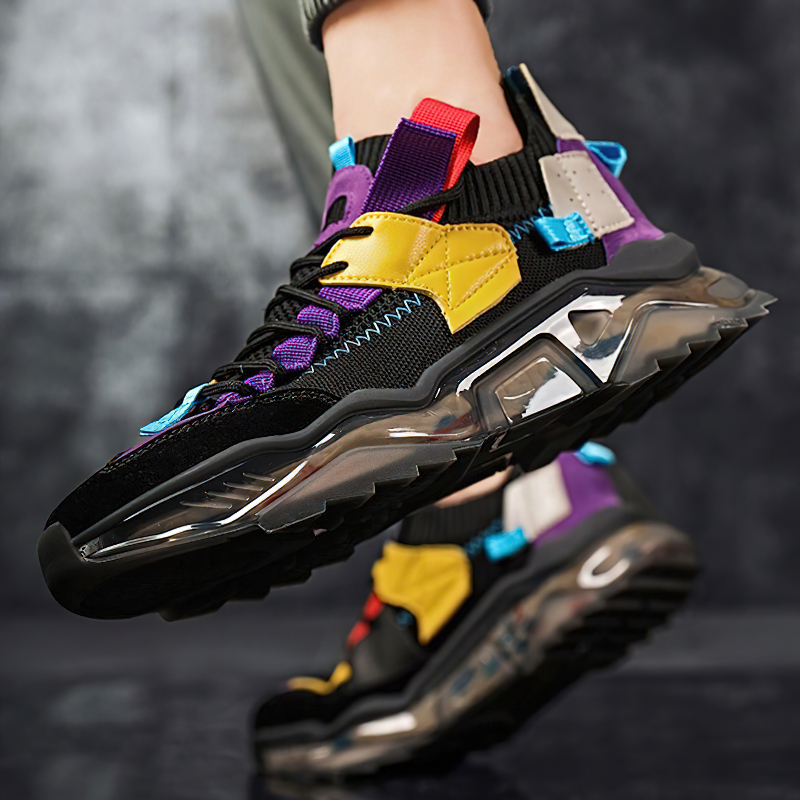 Breathable women's sneakers with a colorful design, featuring a light platform, perfect for running and casual sports wear.