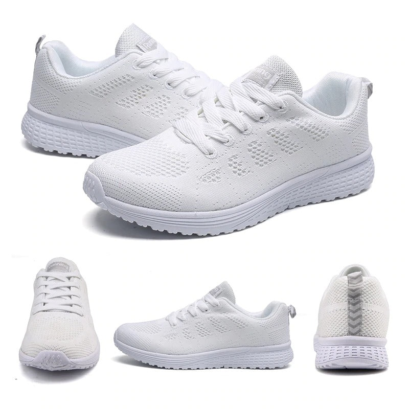 Breathable Walking Mesh Lace-Up Flat Shoes Sneakers / Women's Aesthetic Shoes - HARD'N'HEAVY