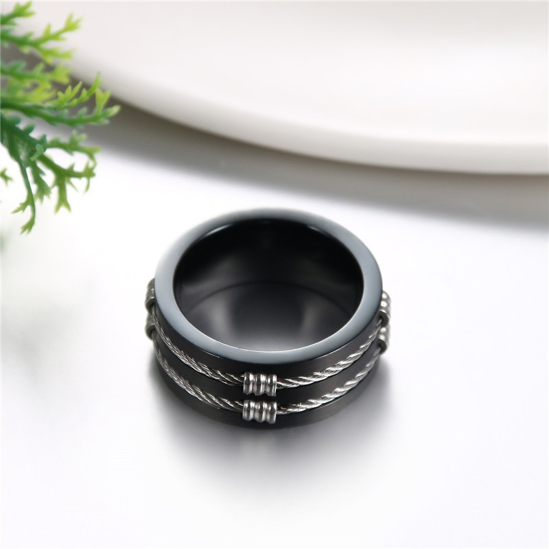 Brushed 316L stainless steel unisex ring featuring cable wire design, perfect alternative jewelry for both men and women.