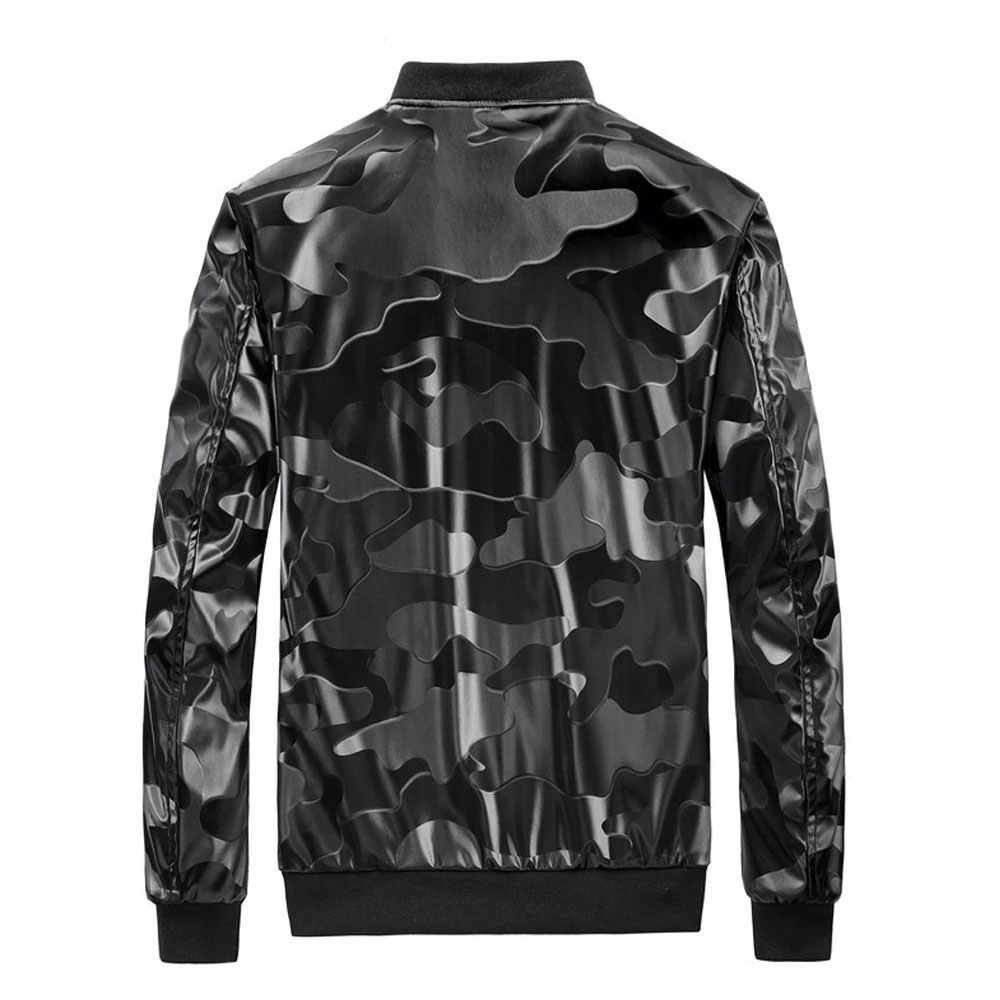 Camouflage PU Leather Jacket / Men's Zipper Jacket / Fashion Clothes with Pockets - HARD'N'HEAVY