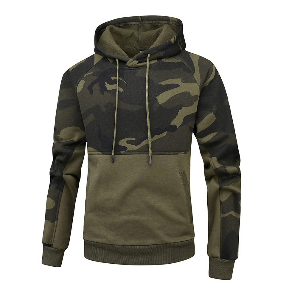 Camouflage Warm Men's Hoodies / Fashion Fleece Patchwork Hoodies / Alternative Clothing