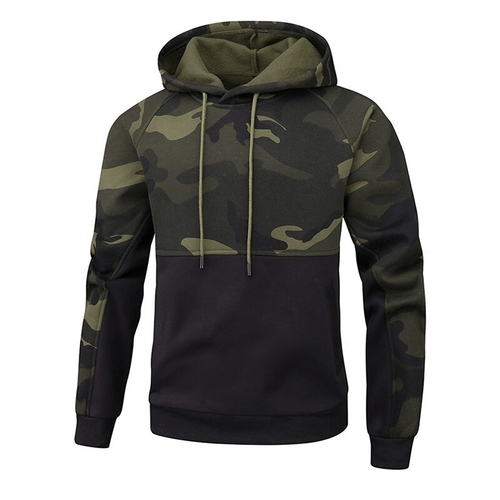 Sweats à capuche camouflage chauds pour hommes / Sweats à capuche patchwork en polaire à la mode / Vêtements alternatifs