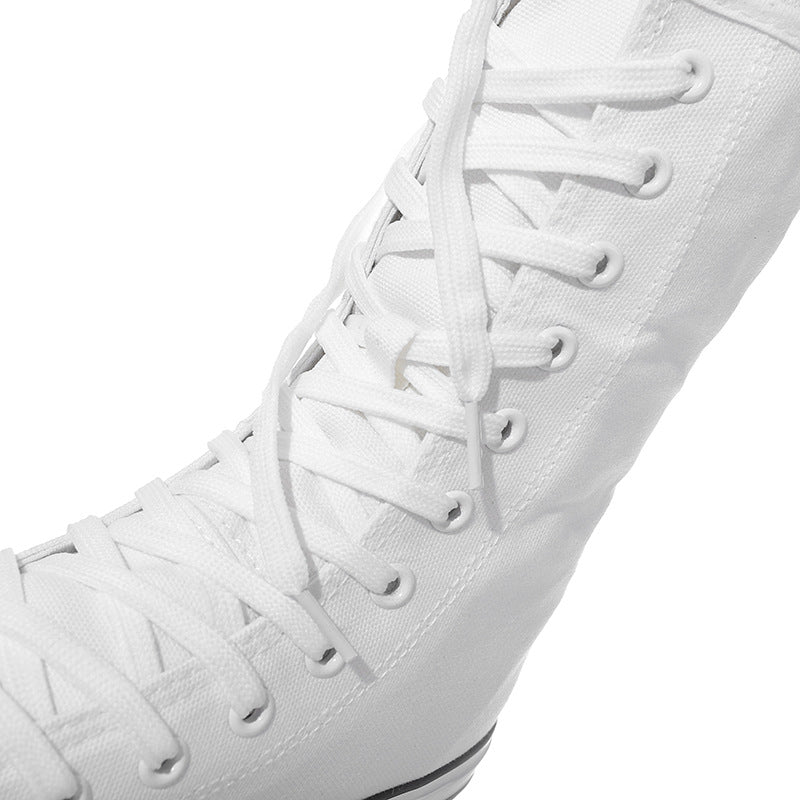 Canvas Women Lace-up Mid Calf Sneakers / Female Shoes in Rock Style - HARD'N'HEAVY